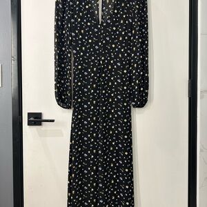 Reformation Black Floral Long Sleeve Dress